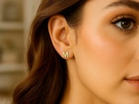 14K Yellow Gold Yours Truly Initial M Stud Earrings