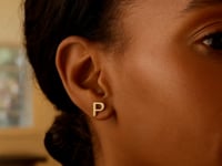 14K Yellow Gold Yours Truly Initial P Stud Earrings