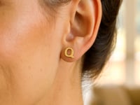 14K Yellow Gold Yours Truly Initial Q Stud Earrings