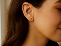 14K Yellow Gold Yours Truly Initial T Stud Earrings