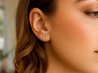 14K Yellow Gold Yours Truly Initial U Stud Earrings