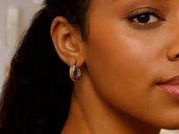14k Two Tone Gold Double Row Hoop Earrings