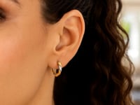 14K Two Tone Gold Twist Hoop Earrings (2.5x15 mm)