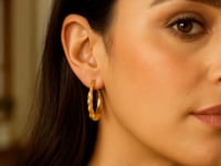 14K Yellow Gold Round Back to Back Hoop Earrings