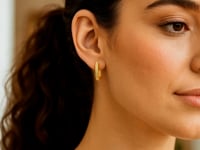 14K Yellow Gold Diamond Cut Fancy Huggie Earrings