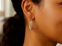 10K Two Tone Gold Station Hoop Earrings