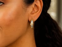 10K Two Tone Gold Diamond Cut X Hinged Hoop Earrings (6.00 mm)