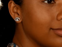 Sterling Silver Puffed Mariner Stud Earrings