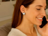 Sterling Silver Rhodium Plated Puffed Large Heart Stud Earrings