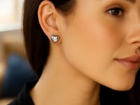 Sterling Silver Rhodium Plated Puffed Small Heart Stud Earrings