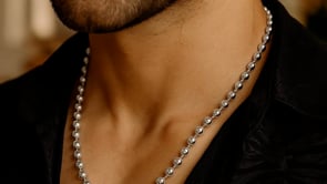 Sterling Silver Rhodium Plated Moon Cut Bead Chain (5.00 mm)