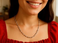 Sterling Silver Rhodium Plated Moon Cut Oval Bead Chain (3.00 mm)