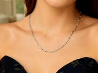 Sterling Silver Rhodium Plated Petite Alternating Paperclip Chain (3.15 mm)