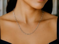 Sterling Silver Rhodium Plated Petite Alternating Paperclip Chain (2.30 mm)