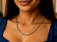 Sterling Silver Rhodium Plated Round Link Paperclip Chain (4.10 mm)