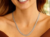 Sterling Silver Rhodium Plated Oval Snake Chain (3.30 mm)