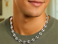 Sterling Silver Rhodium Plated Puffed Mariner Chain (9.20 mm)