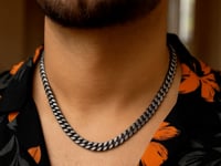 Sterling Silver Gunmetal Finish Miami Cuban Link Chain (7.00 mm)