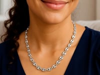 Sterling Silver Rhodium Plated Lite Puffed Mariner Chain (6.40 mm)