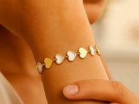 14K Yellow Gold MOP Heart Mirror Gem Bracelet