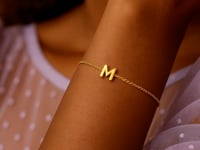 14K Yellow Gold Mini Initial M Bracelet