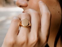 14K Yellow Gold Oval Signet Ring