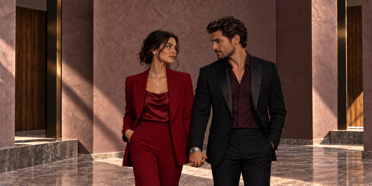 Couple with diamond jewelry holding hands
